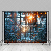 Aperturee - Aperturee Bokeh Light Snowy Winter Window Scenery Backdrop